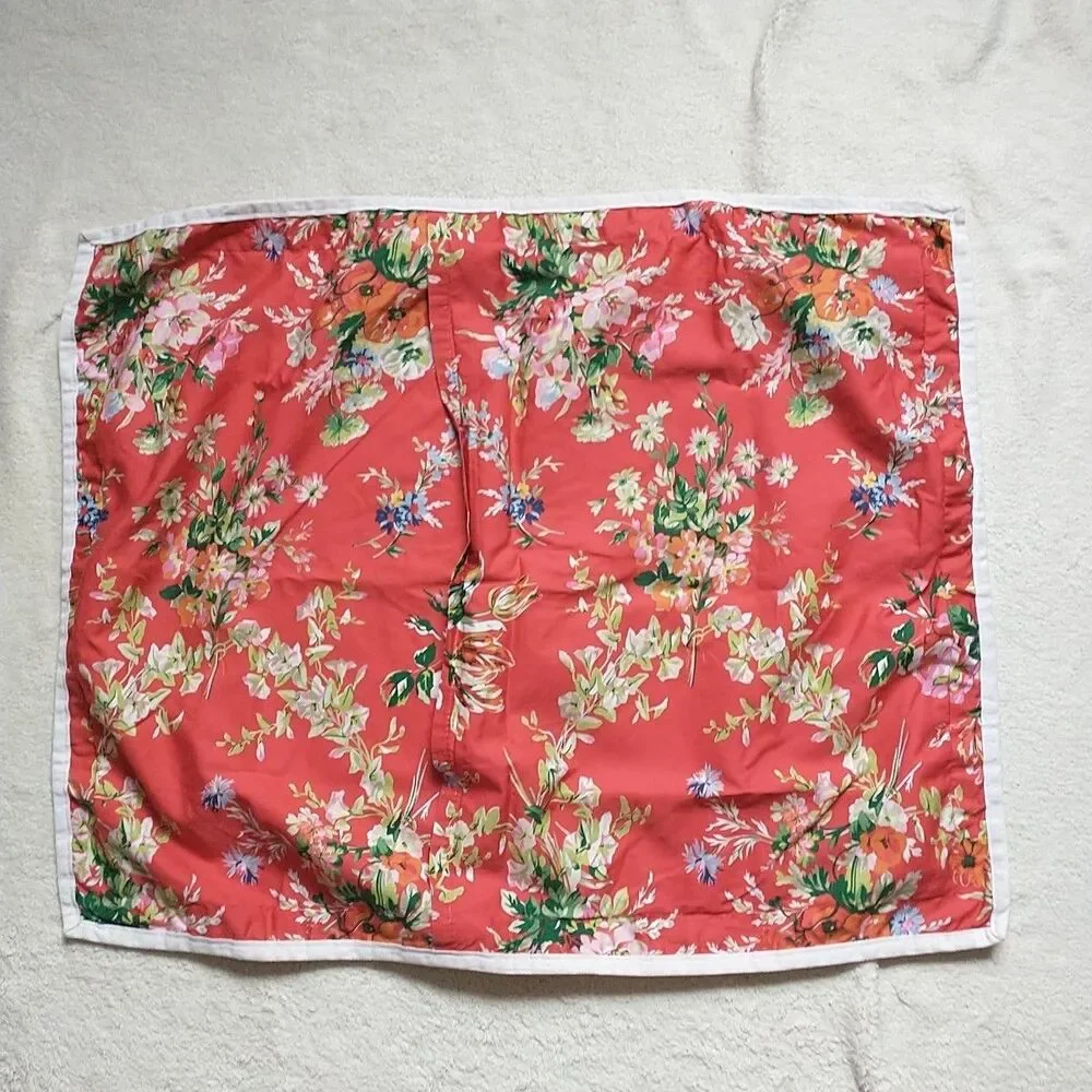 Vtg Ralph Lauren Belle Harbor Sham Red Floral Cotton Standard Size 1x